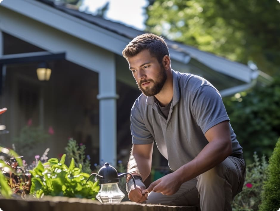 A man doing repairs on a home